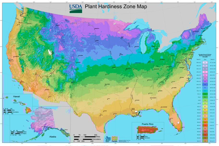 USDA Hardiness Zone Map